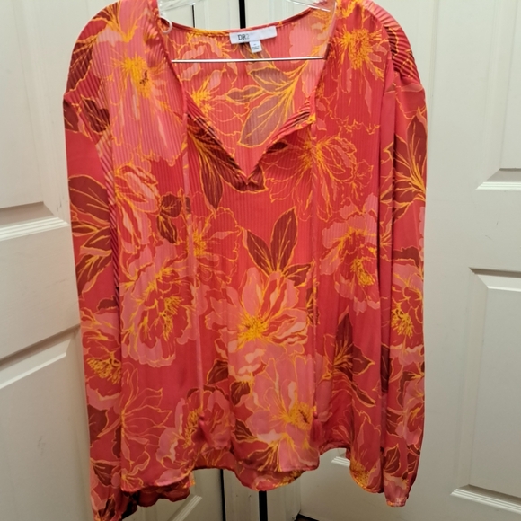 DR2 Women's Floral Pink and Yellow Top - Picture 1 of 4